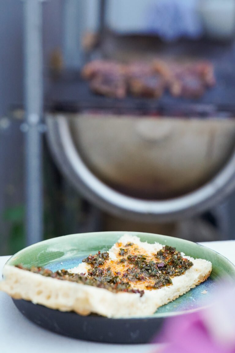 Chimichurri on Brazilian BBQ bread roll