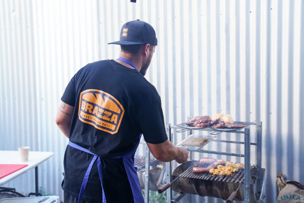 Cooking Brazilian BBQ meats over open flame