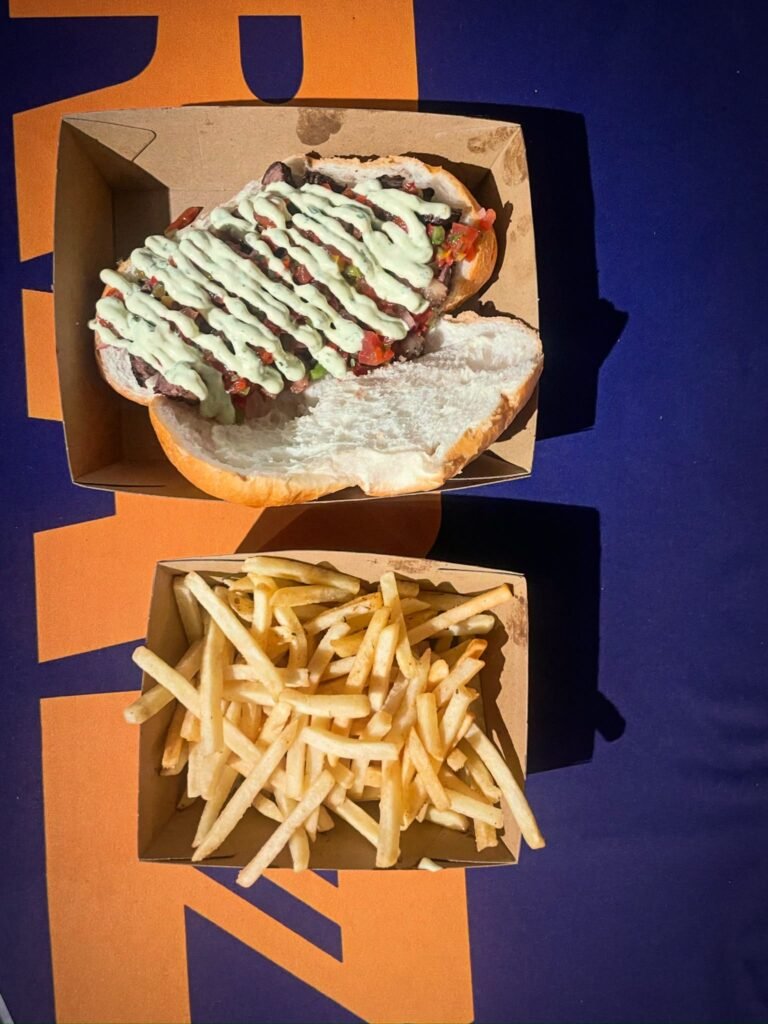 Brazilian BBQ roll and Hot Chips