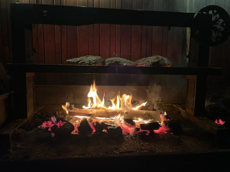 Open fire for cooking Brazilian BBQ meats